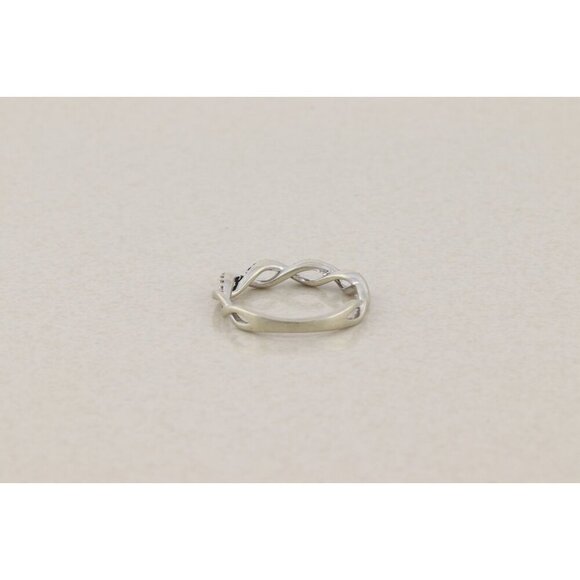 10k White Gold Fancy Blue and White Diamond Ring Twist Crossover Band 5 3/4 - Picture 6 of 6